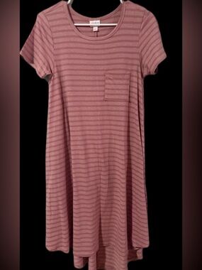 LuLaRoe Dusty Rose Heathered Stripe Tee